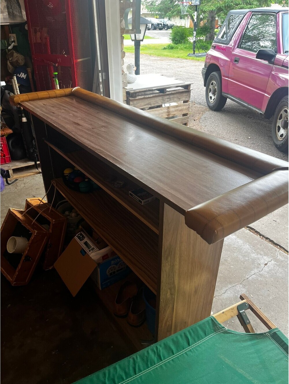 MCM Wood home bar with shelf